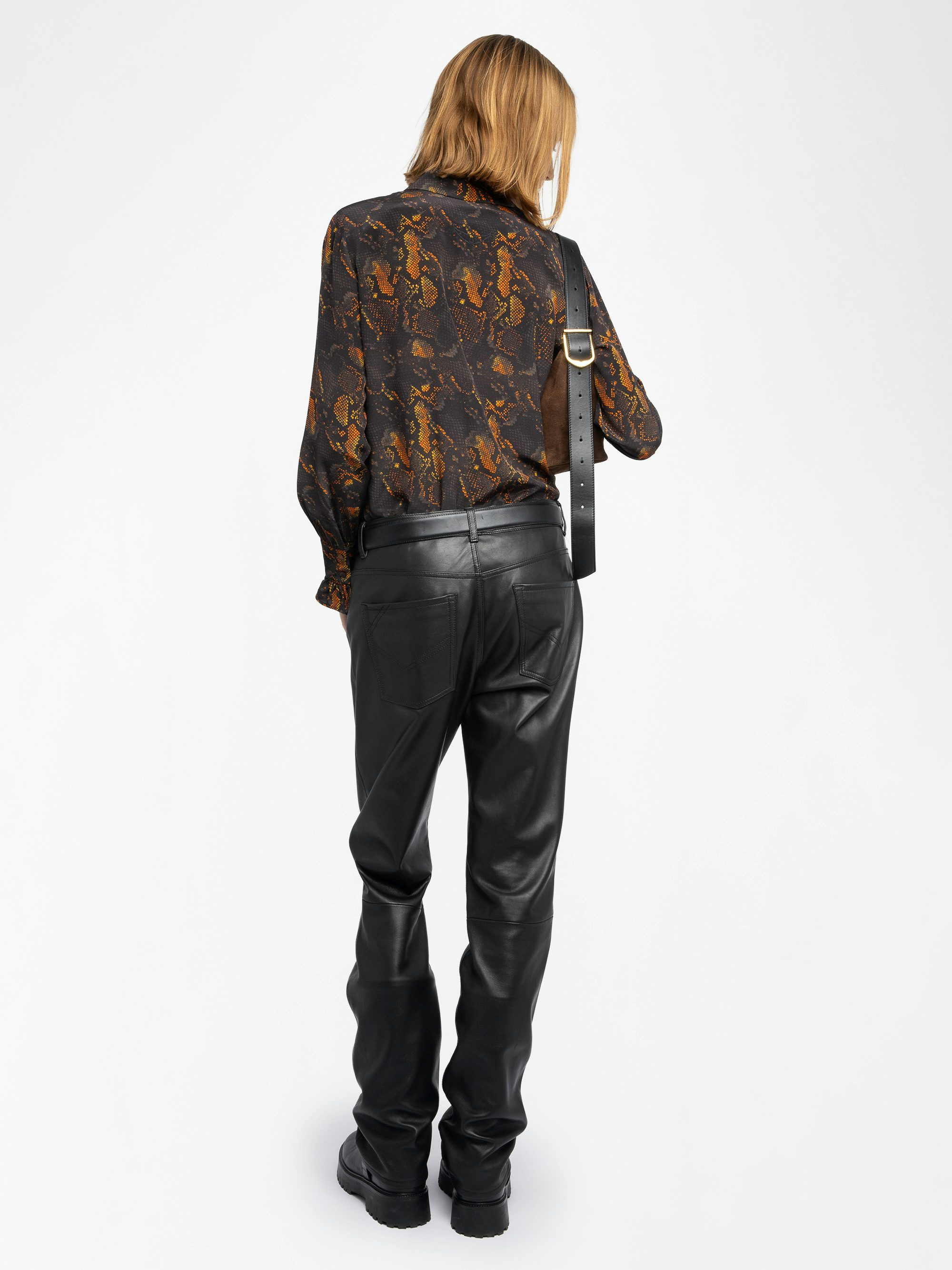 Thely 100% Silk Shirt - Printed silk shirt, long sleeves, button closure and embroidered wings on the back.